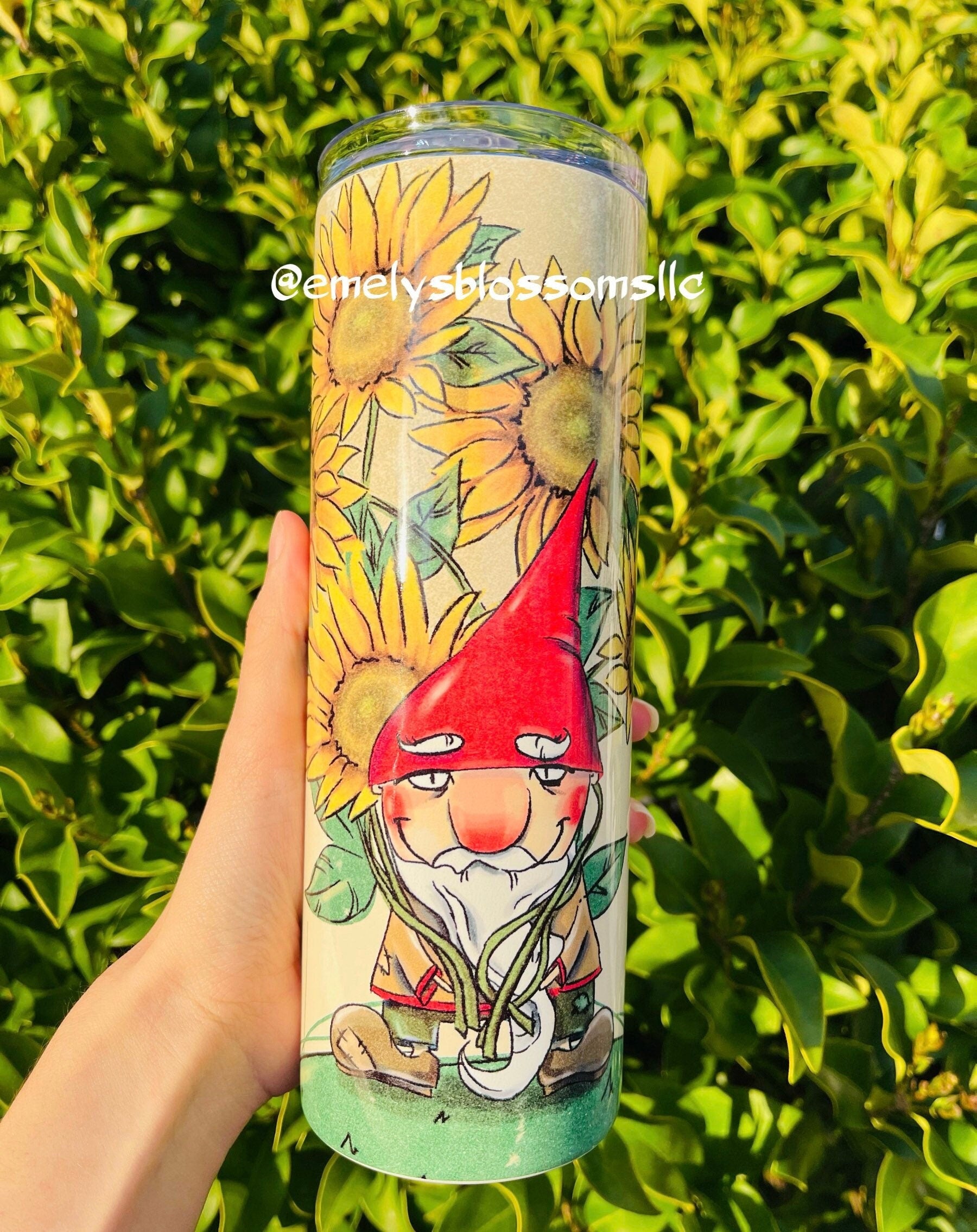 Gnome Sunflower Tumbler, Gnome Gifts, Gnome Tumbler With Straw, Gnome Cup, Gnome  Tumbler 20oz 