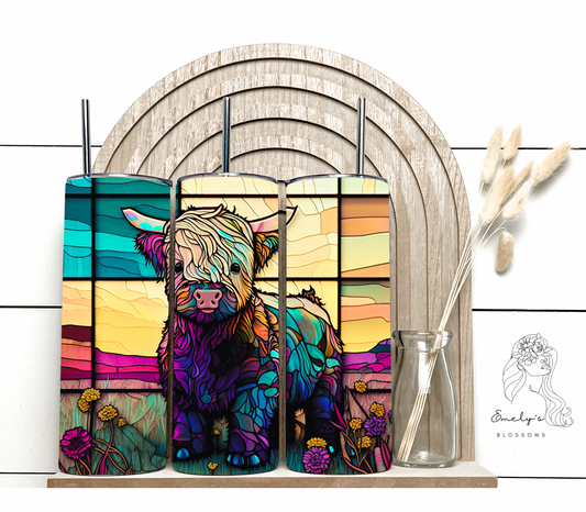 Cute Cow Tumbler| Colorful Highland Cow tumbler | Cow lover Tumbler