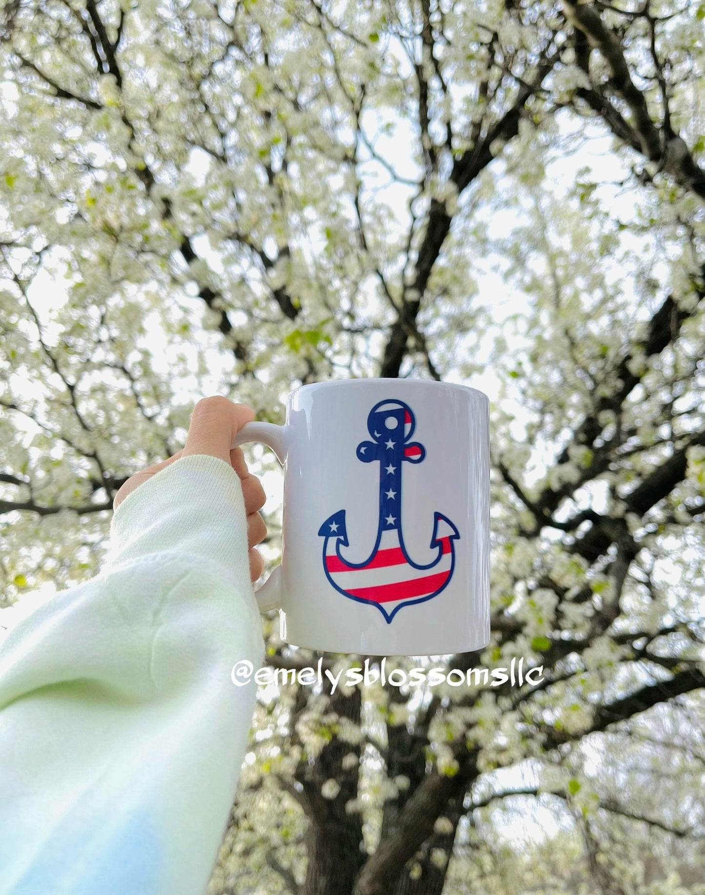 US Flag| Anchor | Coffee mug | Cute coffee mug | Stars | Red | Blue | Stripes