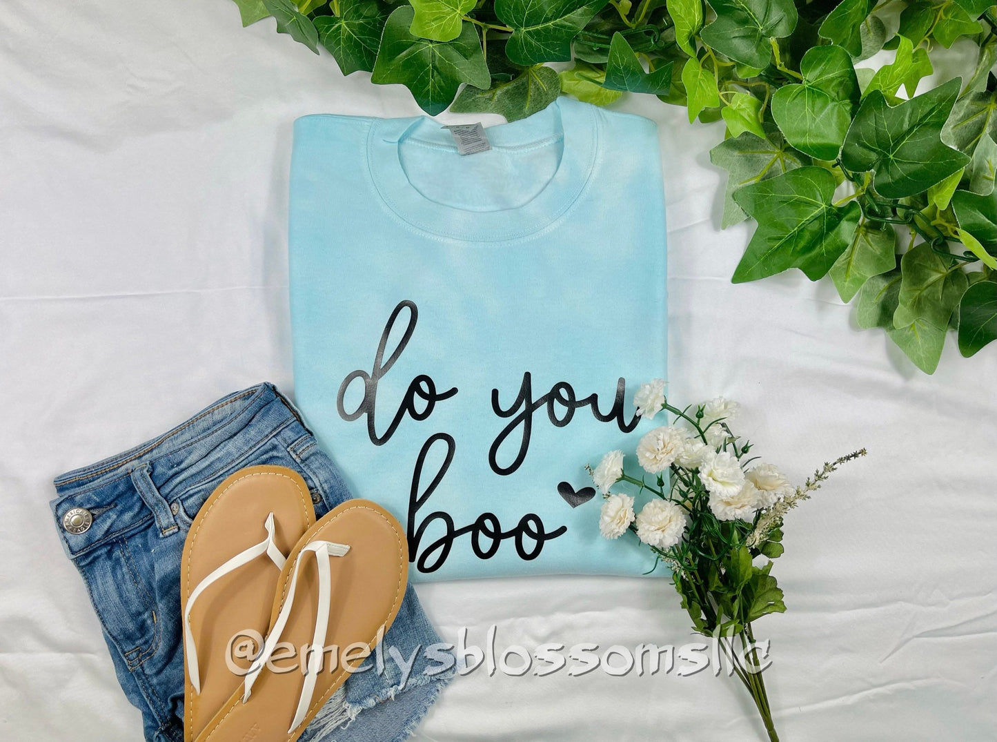 Do you Boo blue crewneck | Cute baby blue tie-dye crewneck | Cute blue Crewneck | Heart | Baby Blue | Cursive writing