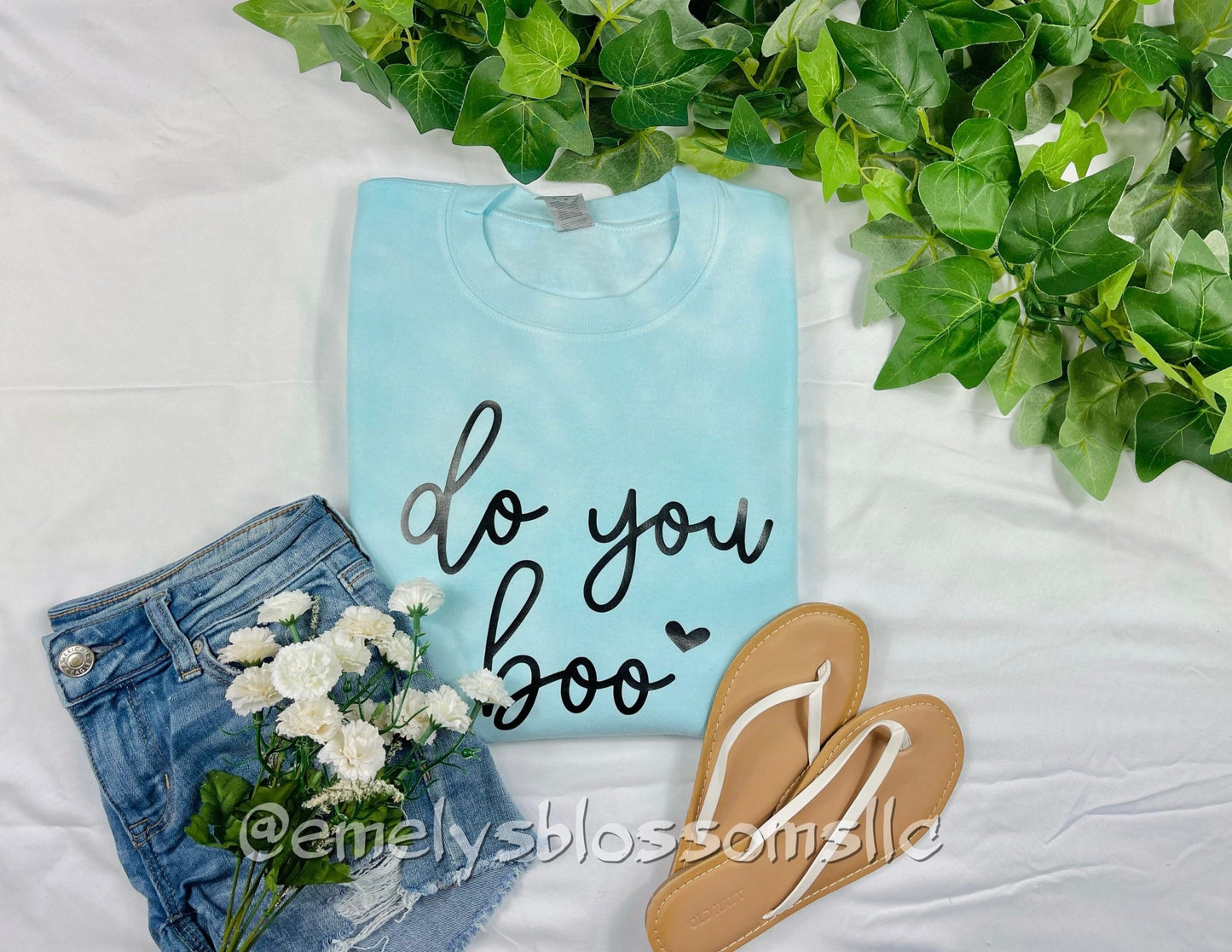 Do you Boo blue crewneck | Cute baby blue tie-dye crewneck | Cute blue Crewneck | Heart | Baby Blue | Cursive writing