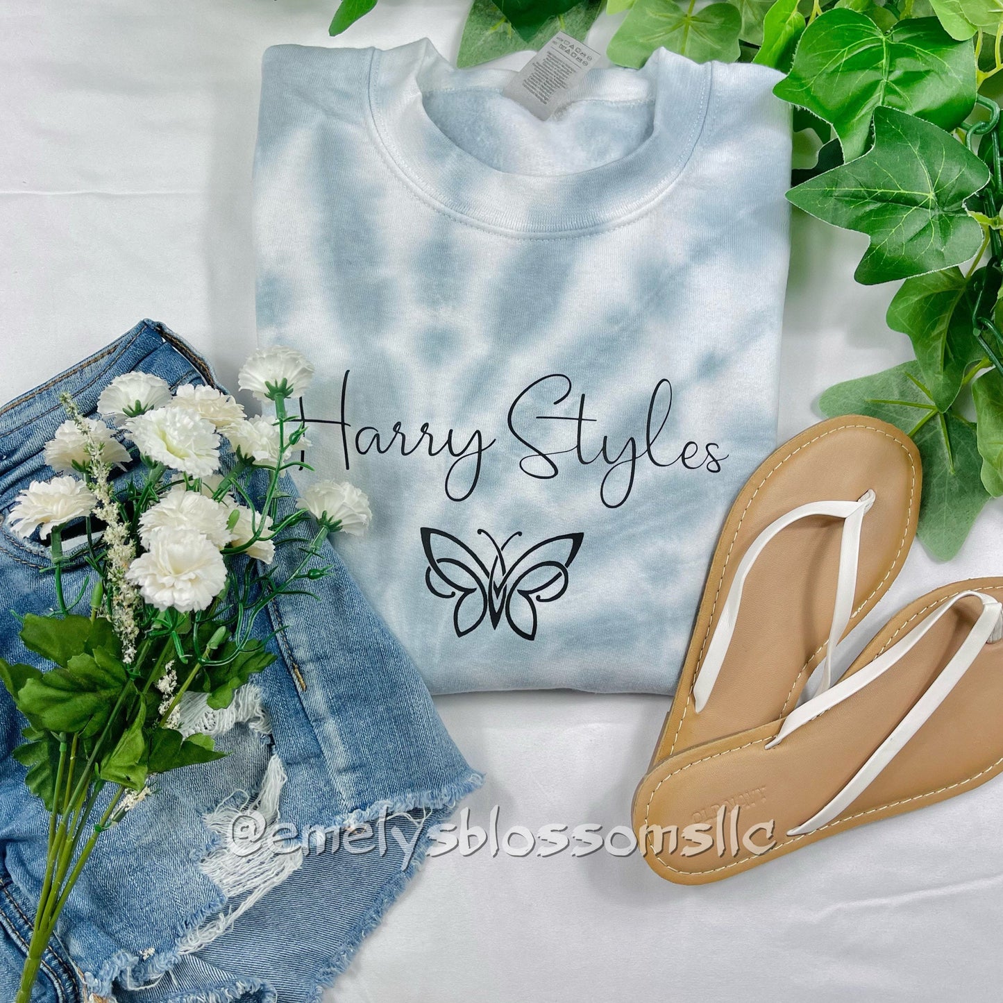 Harry Styles Crewneck | Tie-Dye Crewnecks |  Pearl Grey Trendy Tie-Dye Crewneck | Cute pearl grey Crewneck | Harry Styles | TPWK | Butterfly