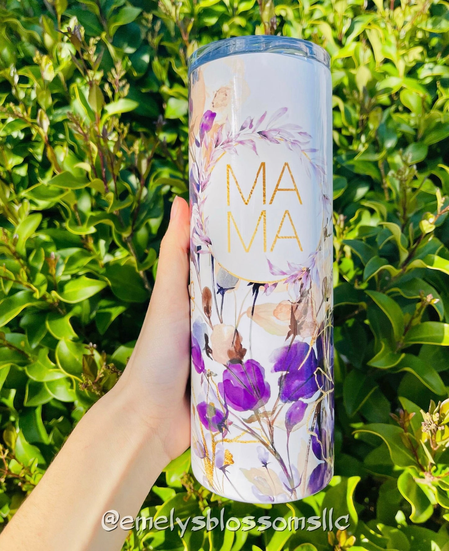 Purple Flower Mama Tumbler | Cute flower tumbler | Purple Tumbler | Flower | Cute Mama tumbler | Golden