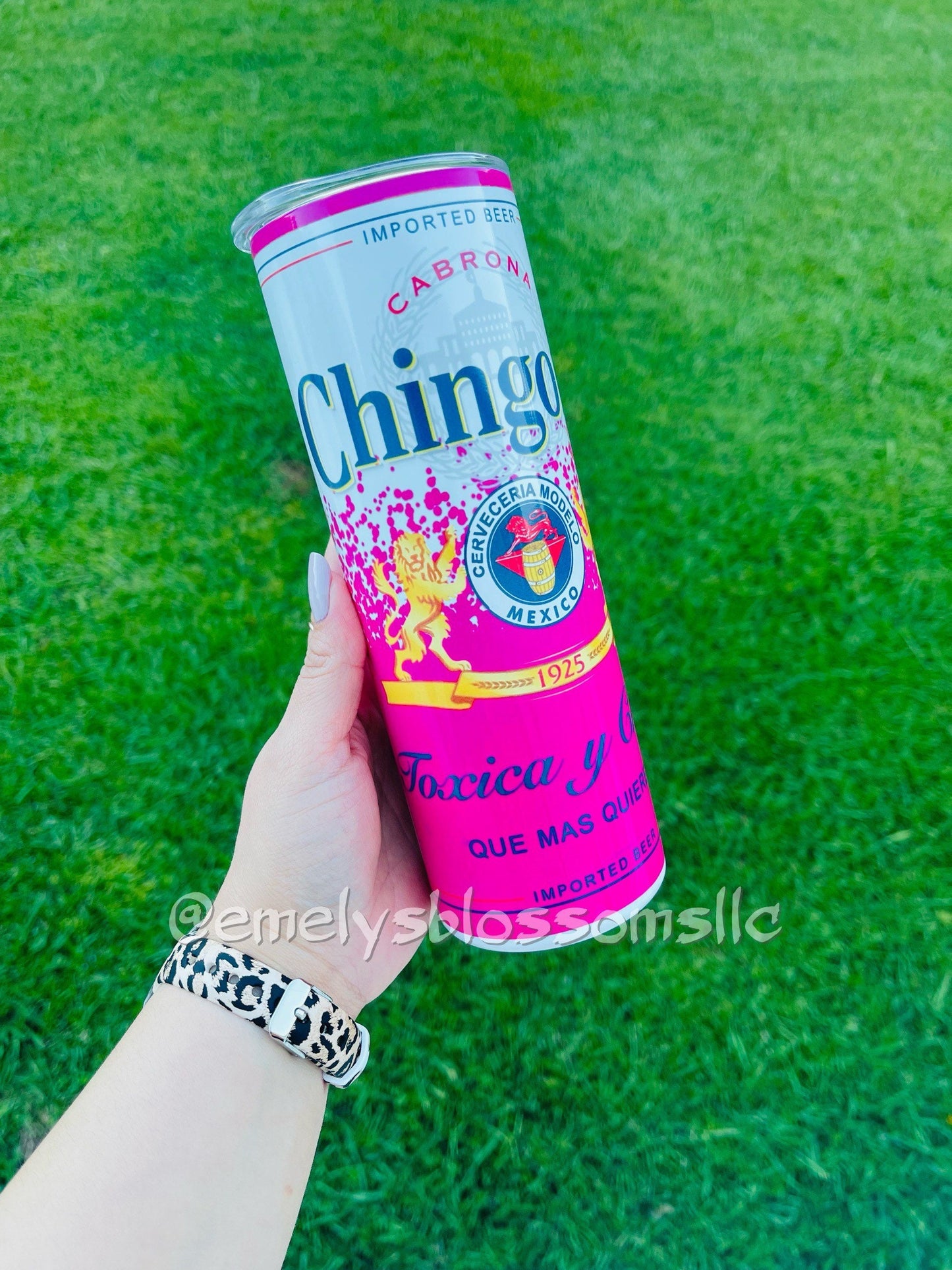 Pink Modelo Beer Tumbler | Cabrona Chingona Toxica y Chula tumbler | Cute Modelo Beer Tumbler | Cute beer tumbler | Pink Tumbler |