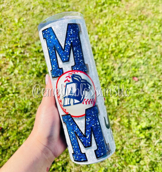 Custom Baseball Mom Tumbler | Custom School Baseball Mom Tumbler | Baseball Mom Tumbler | Personalized Tumbler | Gift for her | Gift for mom