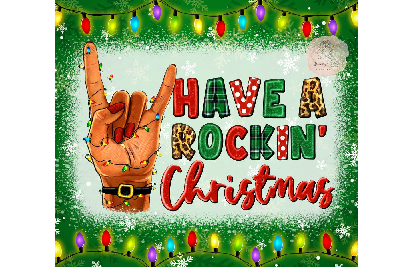 Have a rockin Christmas Tumbler| Christmas tumbler | Rock symbol ASL tumbler | Christmas cup | Rock tumbler | Christmas lights tumbler