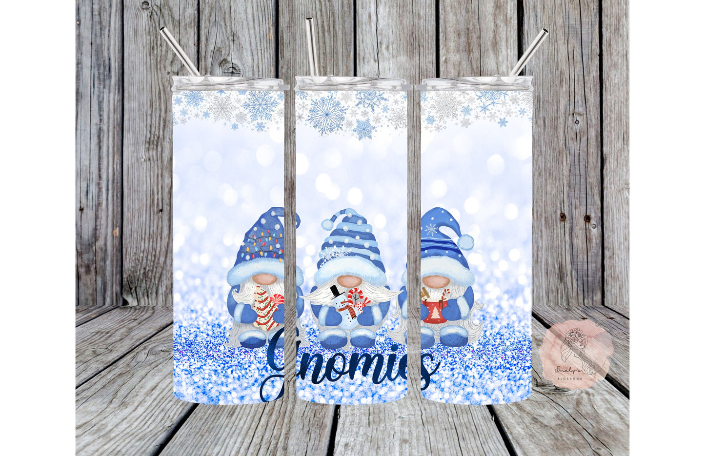 Cute Blue Christmas Gnomies Tumbler | Gnome tumbler | Cute gnomies tumbler | Gnomies cup | Christmas | Baby Blue cup | Winter tumbler