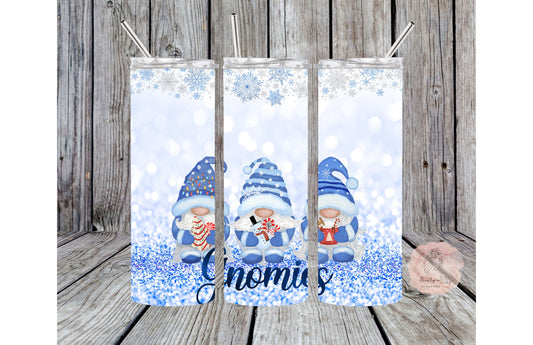 Cute Blue Christmas Gnomies Tumbler | Gnome tumbler | Cute gnomies tumbler | Gnomies cup | Christmas | Baby Blue cup | Winter tumbler