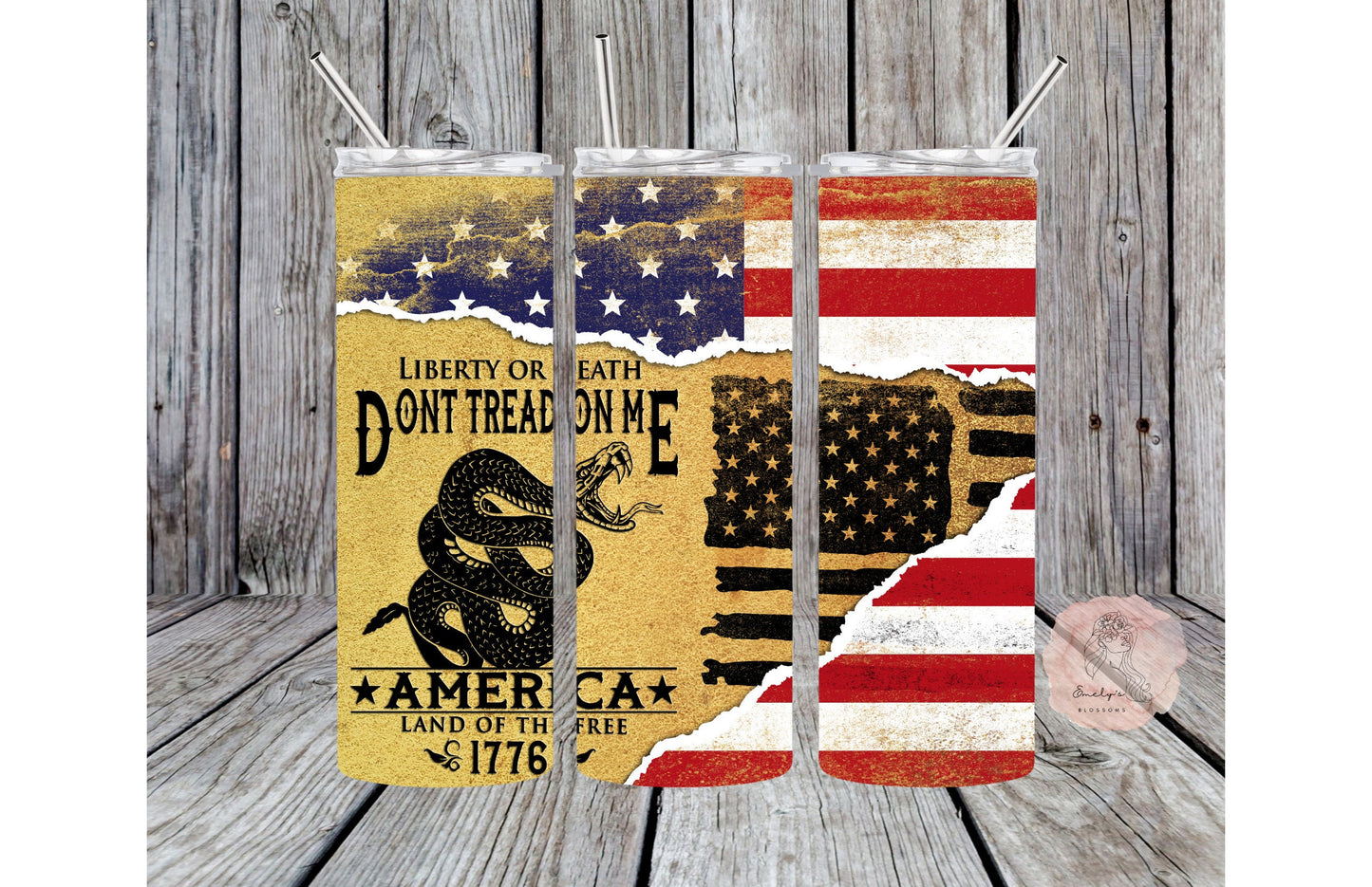 Don't Tread on Me Tumbler | USA Flag Tumbler | American Flag Tumbler | Patriotic Tumbler