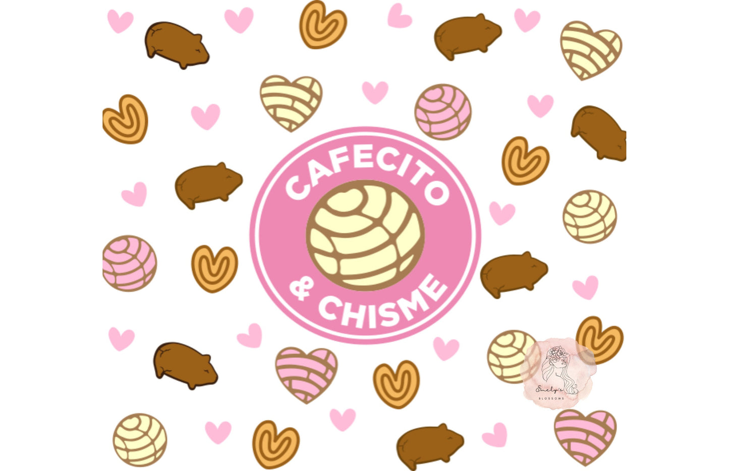 Cafecito and Chisme Tumbler | Spanish cup | Cute concha tumbler | Coffee and bread tumbler