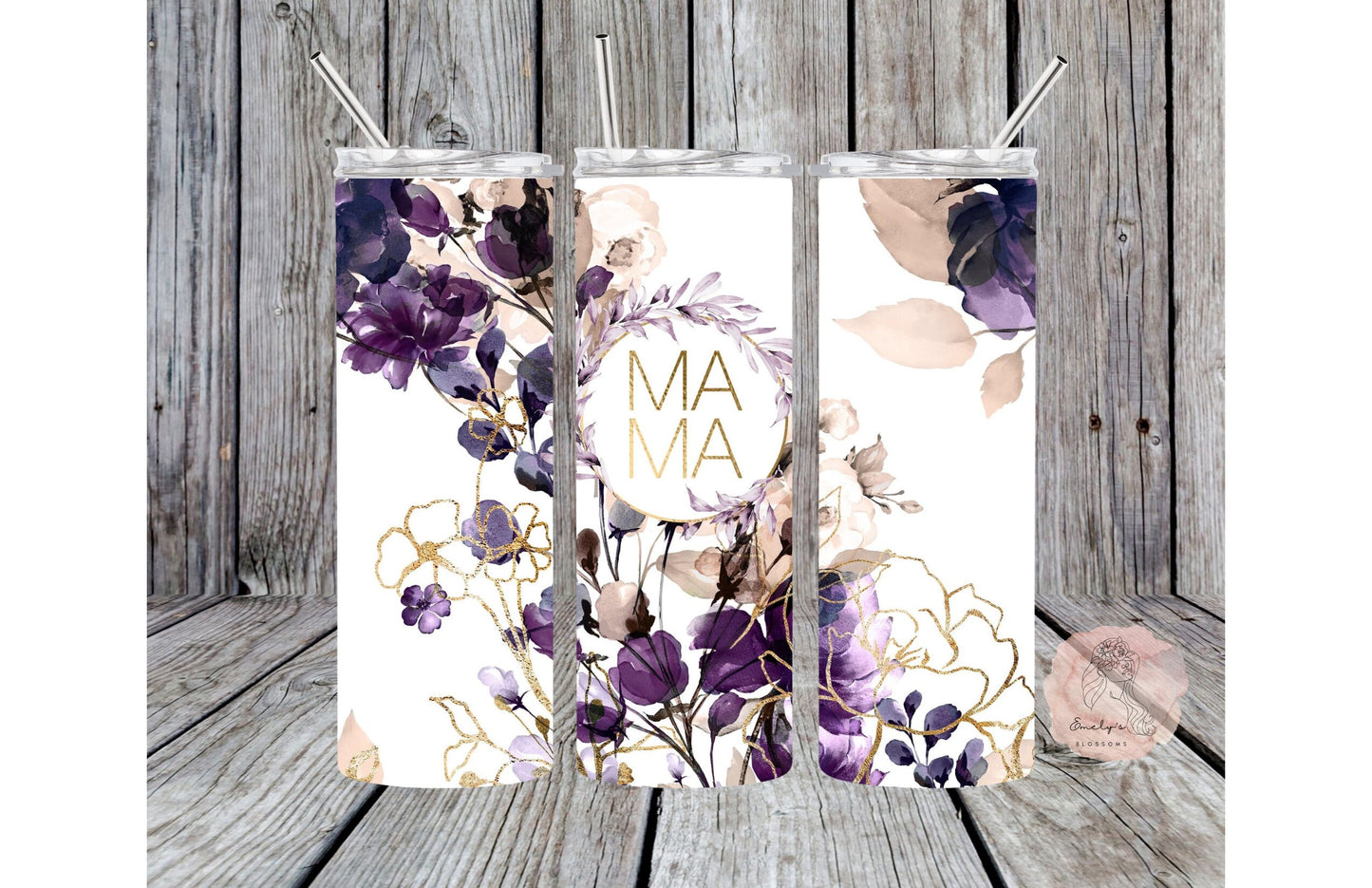 Purple Flower Mama Tumbler | Cute flower tumbler | Purple Tumbler | Flower | Cute Mama tumbler | Golden