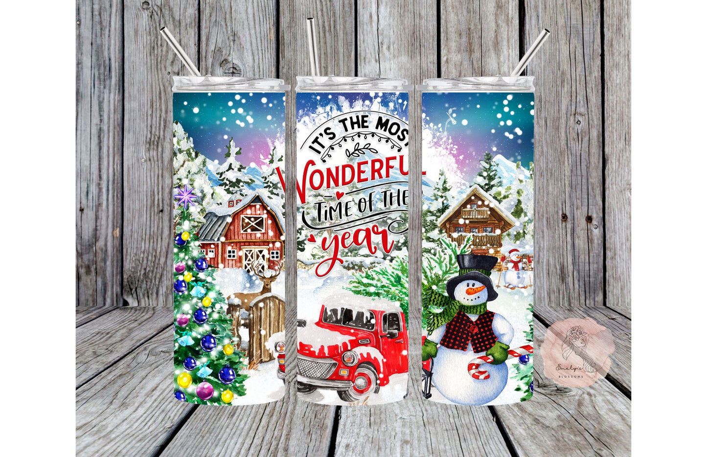 Most Wonderful Time of the Year  Tumbler| Christmas tumbler | Snowman tumbler | Christmas cup | Snow tumbler | Christmas tree tumbler