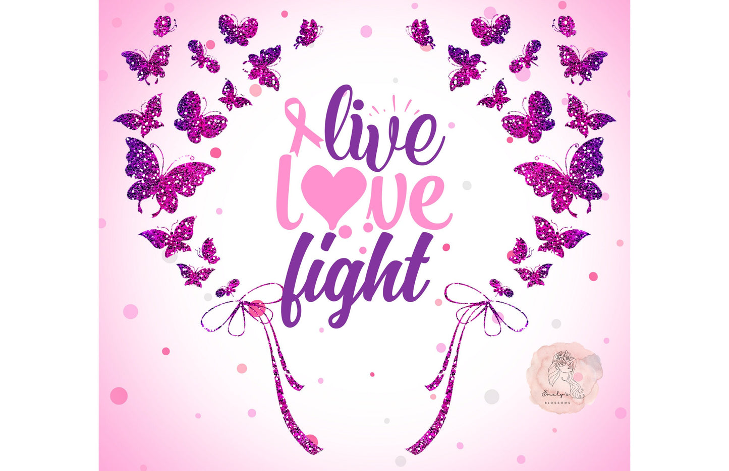 Live Love Fight Tumbler | Purple and Pink Tumbler | Cancer Awareness Tumbler | Gift for her | Fighter |