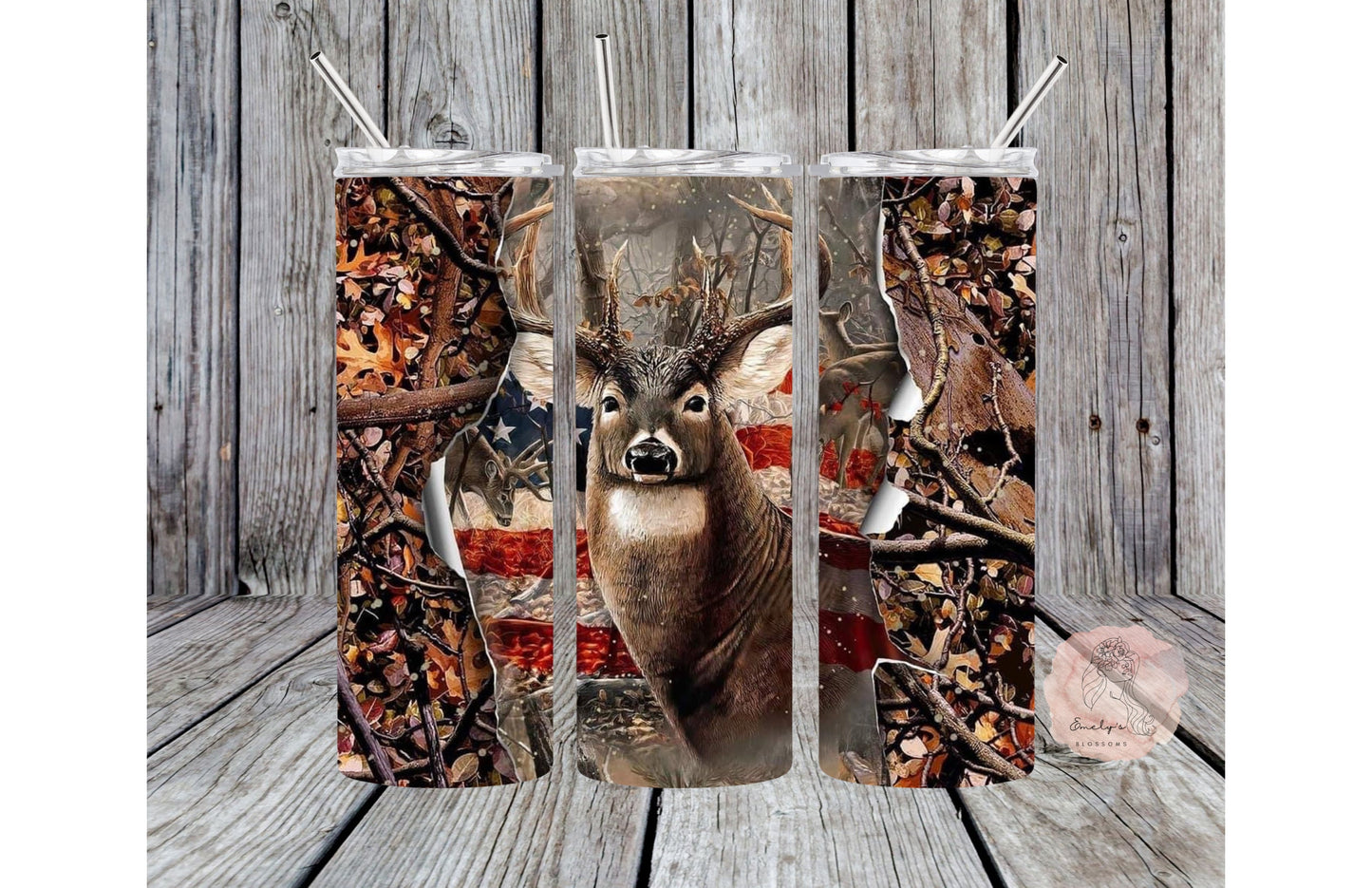 Deer Tumbler | Hunting | USA Flag Tumbler | Camouflage Tumbler | Patriotic cup | American Flag|