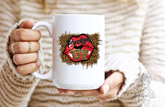 Pucker Up Coffee Mug | Valentines Day Coffee Mug| Valentine Coffee Mug| Cheetah| XOXO| Be mine| Love| For her | For him |