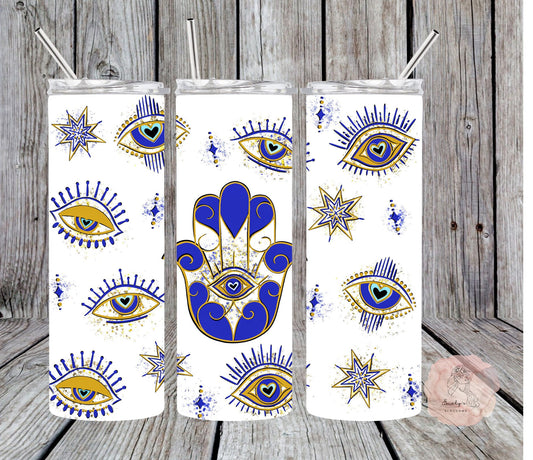 Hamsa Hand Evil Eye Tumbler | Hamsa Hand| Turkish Eye| Mystical Eye | Evil Eye Protection