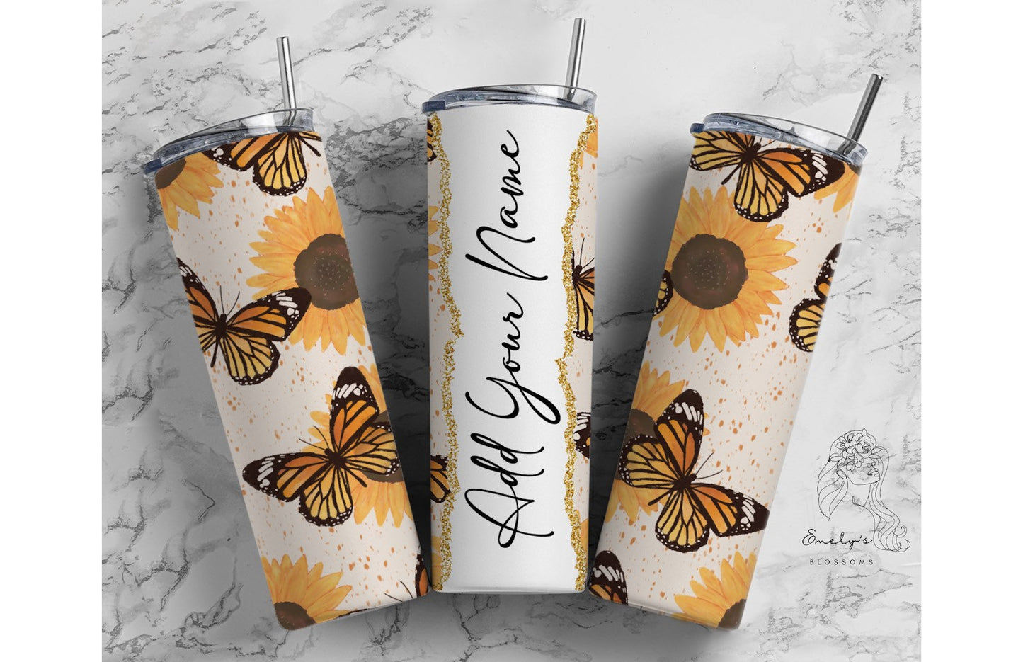 Custom Name Tumbler | Boho Tumbler |Butterflies Tumbler | Sunflowers Tumbler | Personalized Tumbler | Gift for her | Gift for him