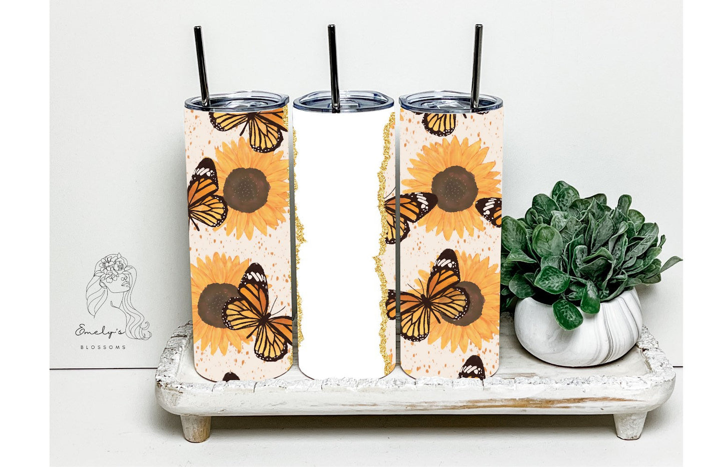 Custom Name Tumbler | Boho Tumbler |Butterflies Tumbler | Sunflowers Tumbler | Personalized Tumbler | Gift for her | Gift for him