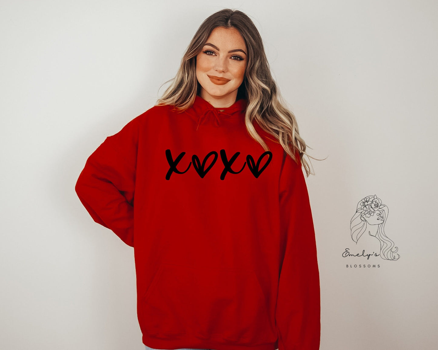 XOXO Valentines Day Hoodie | Red Hoodie | Black Letters XOXO print | White Letters XOXO