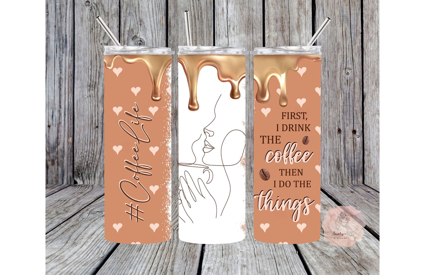 First I drink the Coffee then I do the things Tumbler| Coffee Life Tumbler| | Coffee cup | Woman Face Silhouette Tumbler|