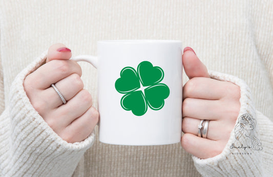 Green Four Leaf Clover Coffee Mug | Green Clover Coffee Mug | St. Patrick's  Coffee Mug |