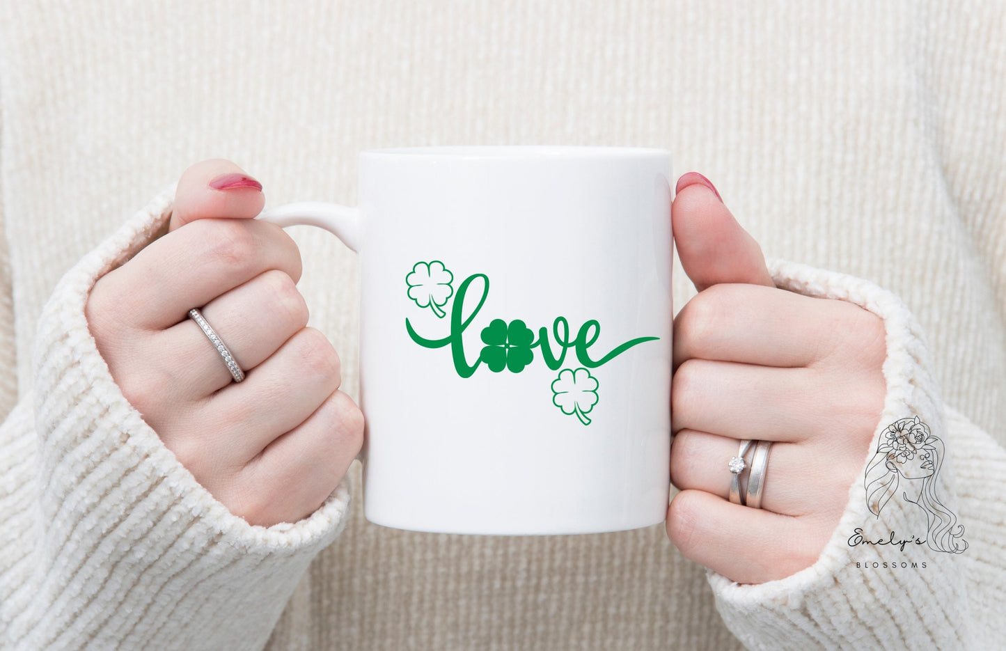 Love Green Coffee Mug | Green Four Leaf Clover Coffee Mug | Green Clover Coffee Mug | St. Patrick's  Coffee Mug |