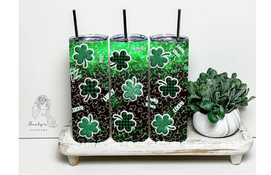 Four Leaf Clover tumbler| St.Patrick's Day tumbler | Lucky Tumbler | Green clover cup