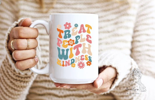 Treat People with Kindness  Coffee Mug | Harry Styles Mug | TPWK Coffee Cup | TPWK Coffee Mug| Spring Flowers coffee mug