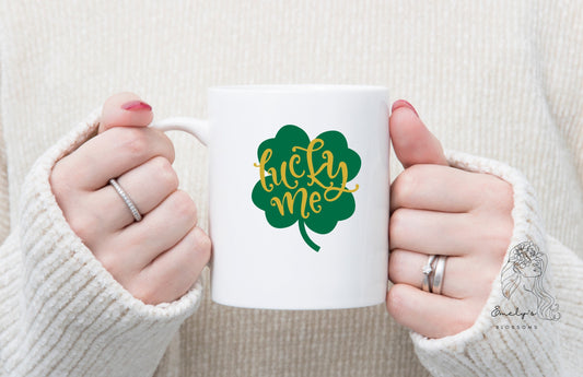 Lucky Me Green Coffee Mug | Green Four Leaf Clover Coffee Mug | Green Clover Coffee Mug | St. Patrick's  Coffee Mug |
