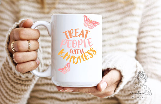 Treat People with Kindness  Coffee Mug | Harry Styles Mug | TPWK Coffee Cup | TPWK Coffee Mug| Pink Butterfly coffee mug