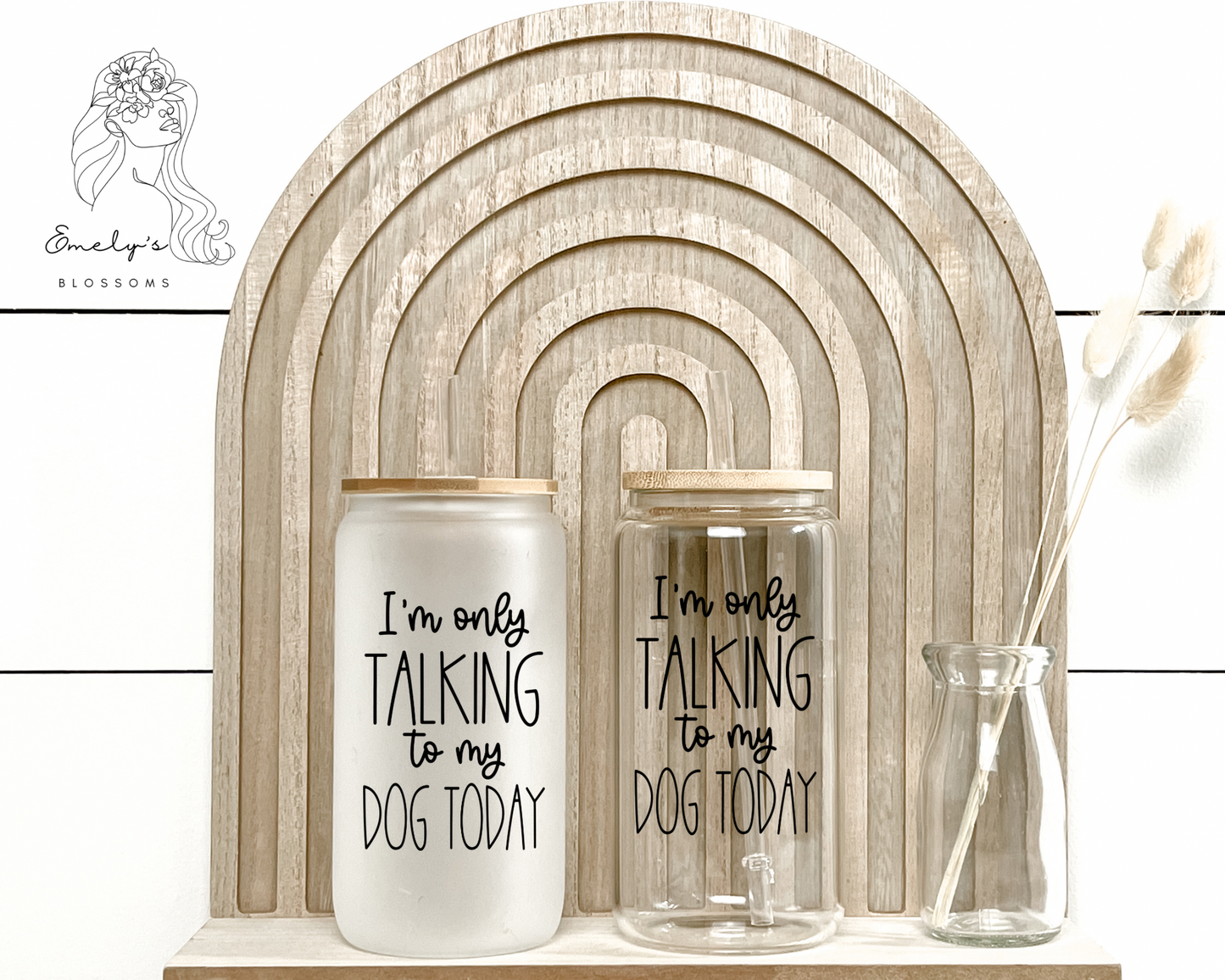 I'm only talking to my Dog today Glass cup | Only talking to my dog frosted or clear glass cup| Dog Mom glass cup| Dog Dad glass cup